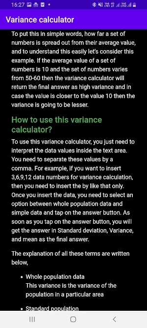 Variance calculator Screenshot 3