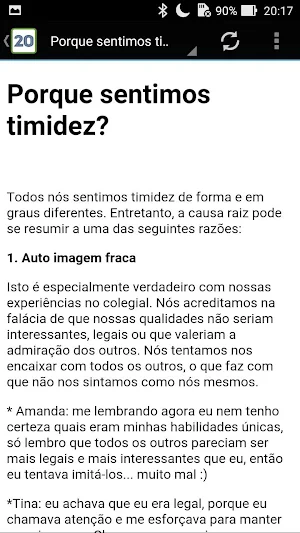 20 Formas de Superar a Timidez Screenshot 1