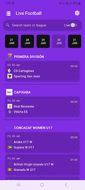 Live Football Score Screenshot 1