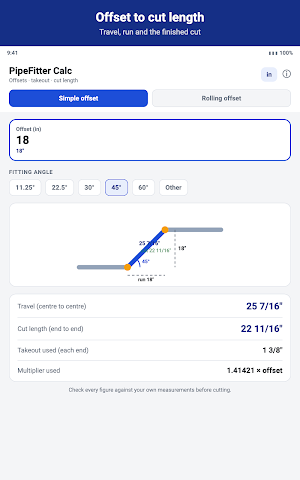 PipeFitter Calc: Offsets Screenshot 3