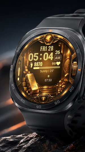 A015 Golden Digital Watch Face Screenshot 1