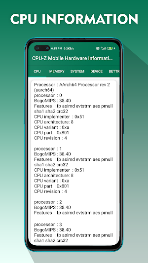 CPU-Z Mobile Hardware Information Screenshot 0
