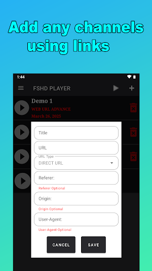FSHD PLAYER - M3U8 URL PLAYER Screenshot 1