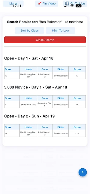 Video West Live Scoring Screenshot 3