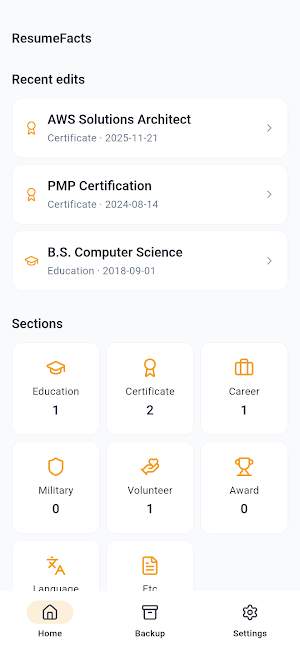 ResumeFacts: Resume Date Vault Screenshot 0