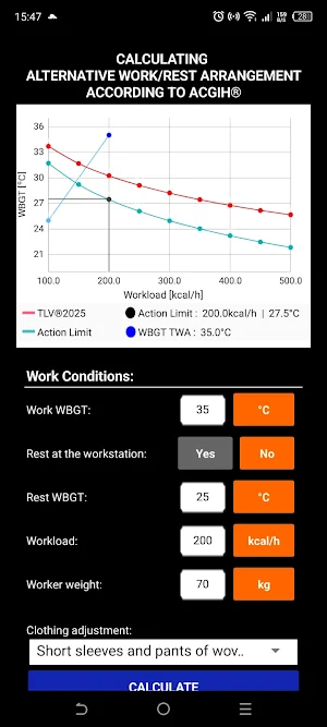 Heat Stress Calculator Screenshot 1