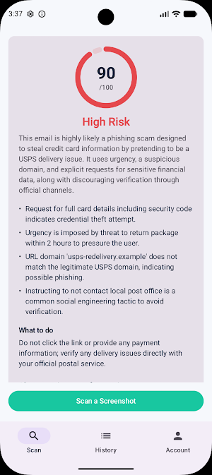 Oversight: Scam Detection Screenshot 1