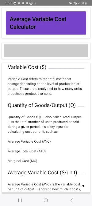AVC Calculator Screenshot 1