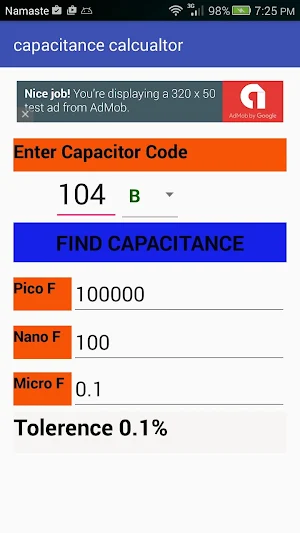 Capacitance code Calculator Screenshot 1