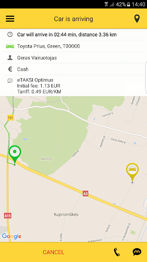 eTAKSI - get taxi in Lithuania Screenshot 2