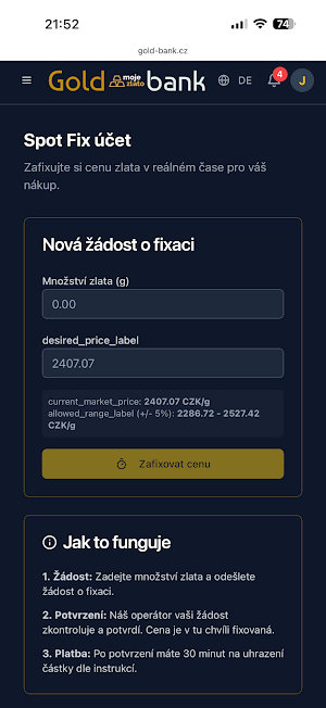 gold bank CZ Screenshot 1