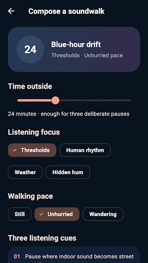 Audima: Soundwalk Journal Screenshot 1