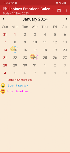 Philippines Emoticon Calendar Screenshot 3