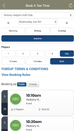 Hickory Heights Golf Club. Screenshot 1