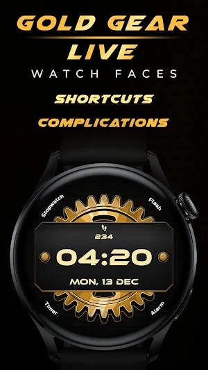 Gold Gears Live Watch Face Screenshot 0