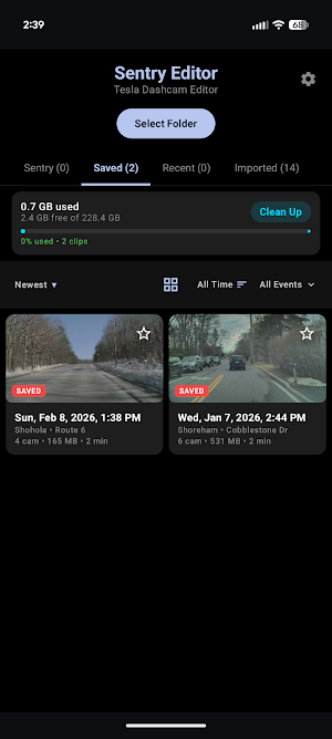Sentry Editor: Tesla Dashcam Screenshot 0