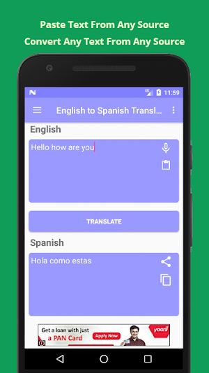 English to Spanish Translation Screenshot 2
