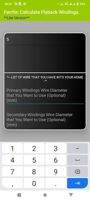 Ferrite Flyback Windings Screenshot 2