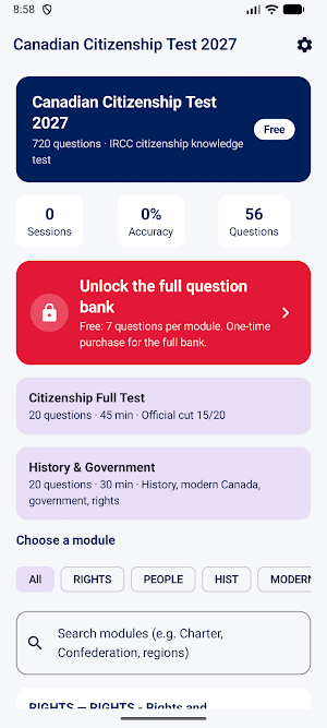 Canadian Citizenship Test 2027 Screenshot 0