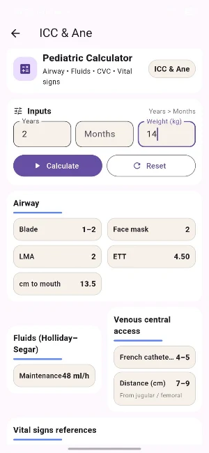 Pediatric Anesthesia Tools Screenshot 1