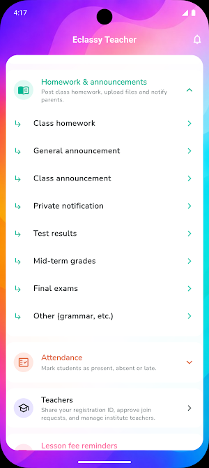 Eclassy Teacher Screenshot 2