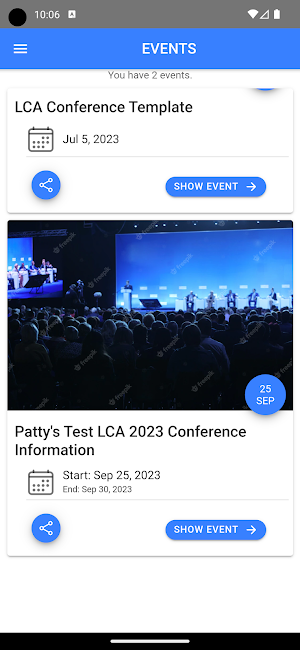 LCA Events Screenshot 1
