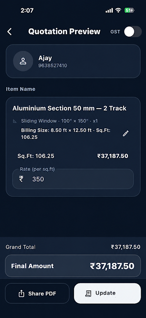 AluPilot: Aluminium Section Screenshot 3