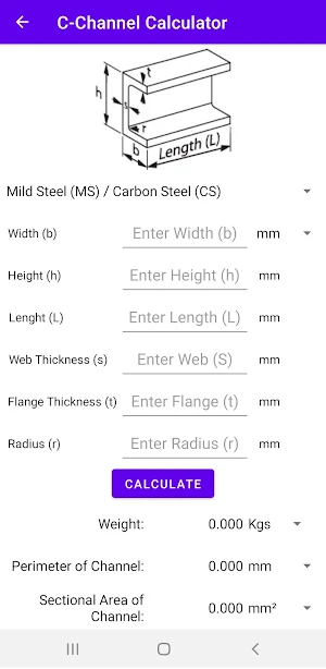 Metal Weight Calculator App Screenshot 3