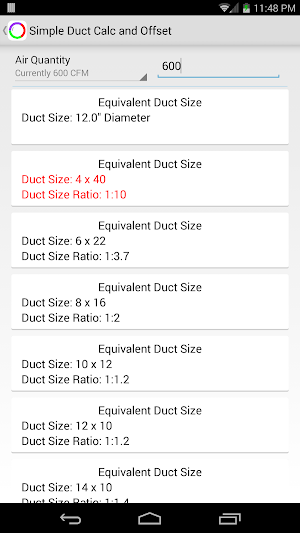 Simple Duct Calculator Deluxe Screenshot 3
