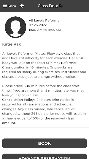 Kore Pilates Screenshot 2