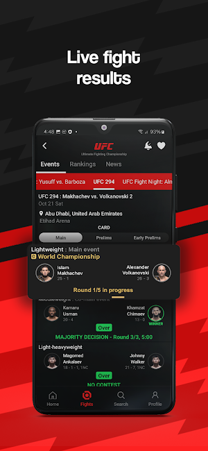FightApp - MMA Results Screenshot 2