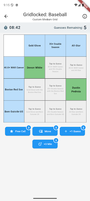 Baseball Trivia Grid Puzzle Screenshot 1