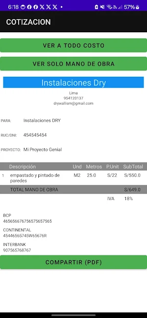 Cotizador Pintura Screenshot 2