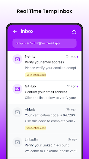 Temp Mail - Disposable Email Screenshot 1
