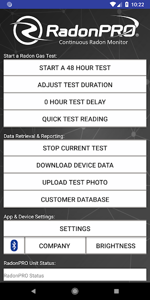 RadonPRO Companion Application Screenshot 1