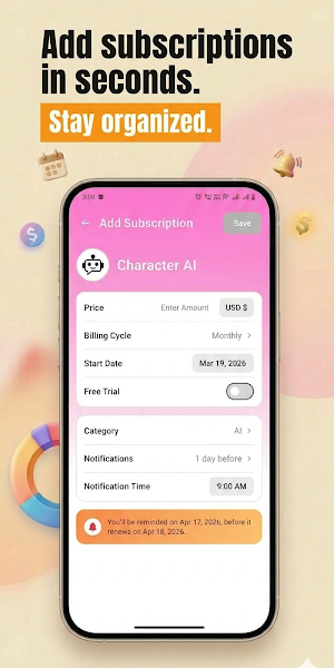 Subscriptions & Bills Reminder Screenshot 2