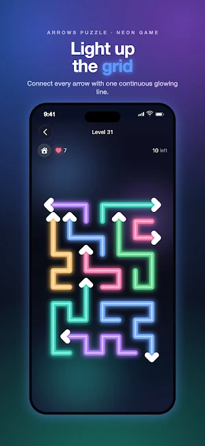 Arrows Puzzle - Neon Game Screenshot 2