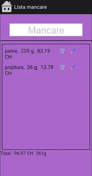 Calculator glucide Screenshot 1