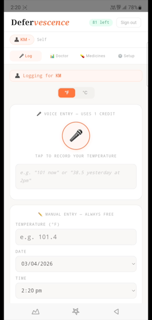 Defervescence: Fever Tracker Screenshot 1