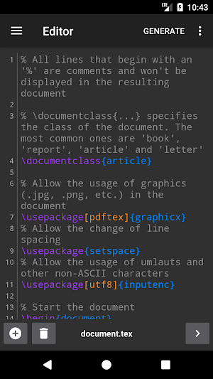 VerbTeX LaTeX Editor Screenshot 0