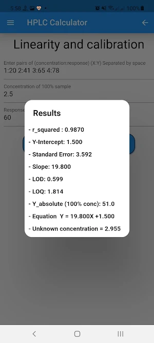 HPLC calculator Screenshot 3