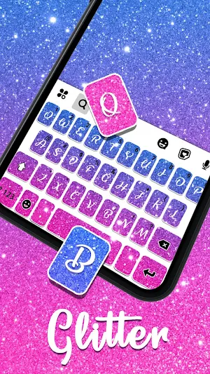 Pink Blue Glitter Keyboard Background Screenshot 2