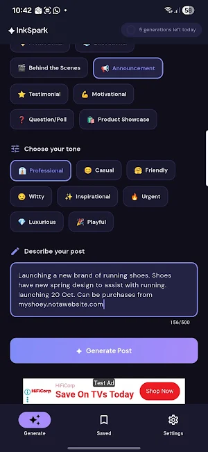 InkSpark - Social Assistant Screenshot 2