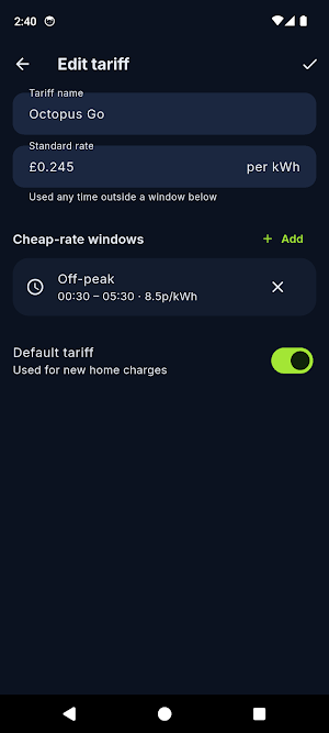 VoltLog: EV Charging Cost Log Screenshot 1