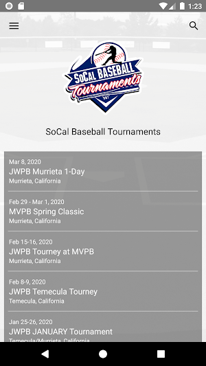 SoCal Baseball Tournaments Screenshot 0