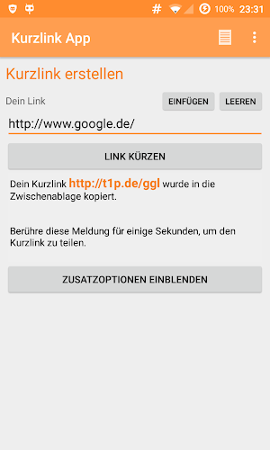 Kurzlink App  ( Kurz URL App ) Screenshot 0