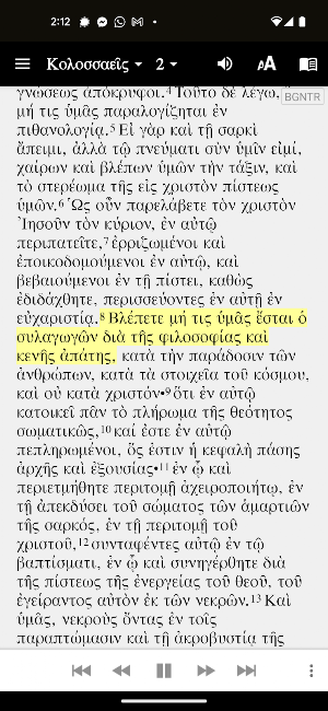 Byzantine NT Reader Screenshot 2