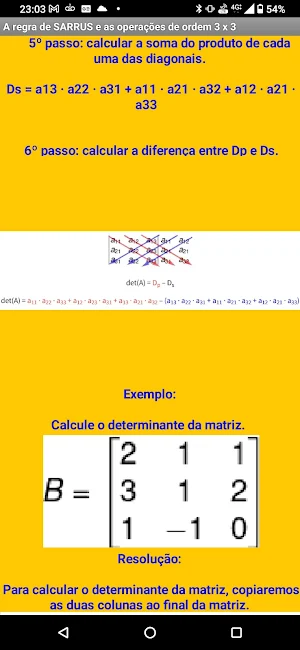 Regra de Sarrus e as matrizes Screenshot 1