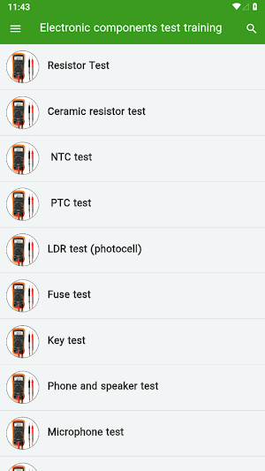 Electronic parts test training Screenshot 1