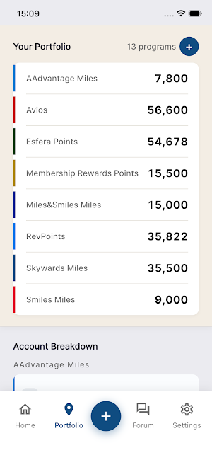 Pointfolio: Miles & Points Screenshot 1